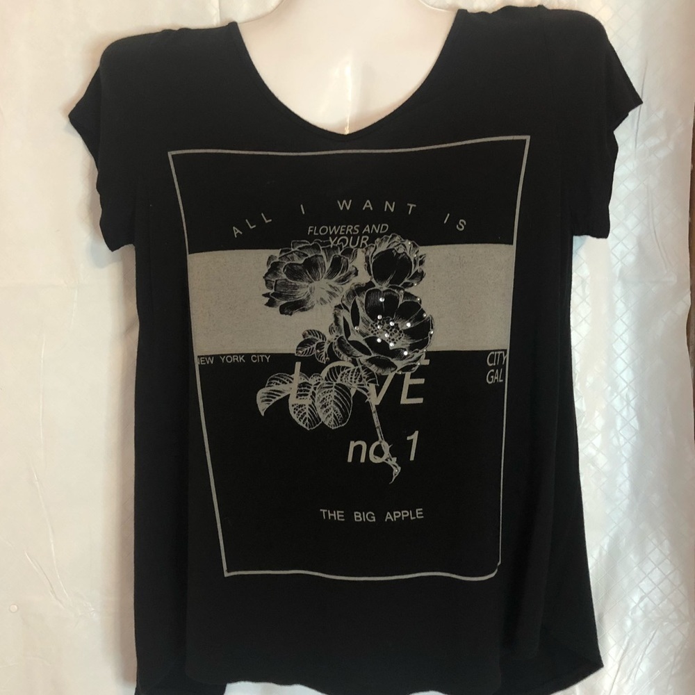 Dress Barn T-shirt Black with Rhinestones Size M - Picture 1 of 9